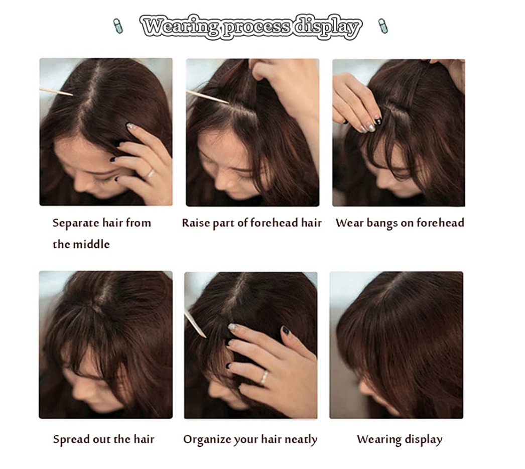 JBextension Air Bangs Hair Clip in Bangs for Women 100% Human Hair Wispy Bangs Fringe with Temples Hairpieces Clip on Air Bangs Flat Neat Bangs Hair Extension for Daily Wear