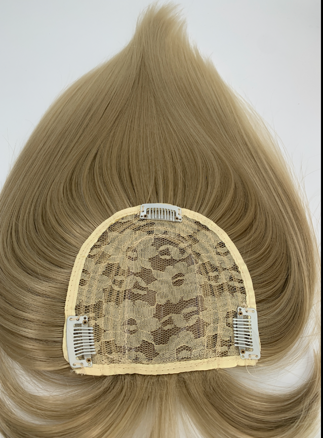 JBEXTENSION Clip in Topper Hair Piece Hair with Bangs for Women Clip in Top Crown Hair Clip on Toupee Hairpiece for Slight Hair Loss/Thinning Hair 14 Inch