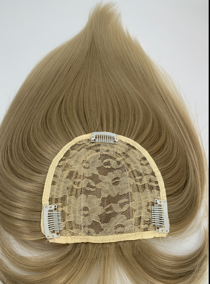 JBEXTENSION Clip in Topper Hair Piece Hair with Bangs for Women Clip in Top Crown Hair Clip on Toupee Hairpiece for Slight Hair Loss/Thinning Hair 14 Inch