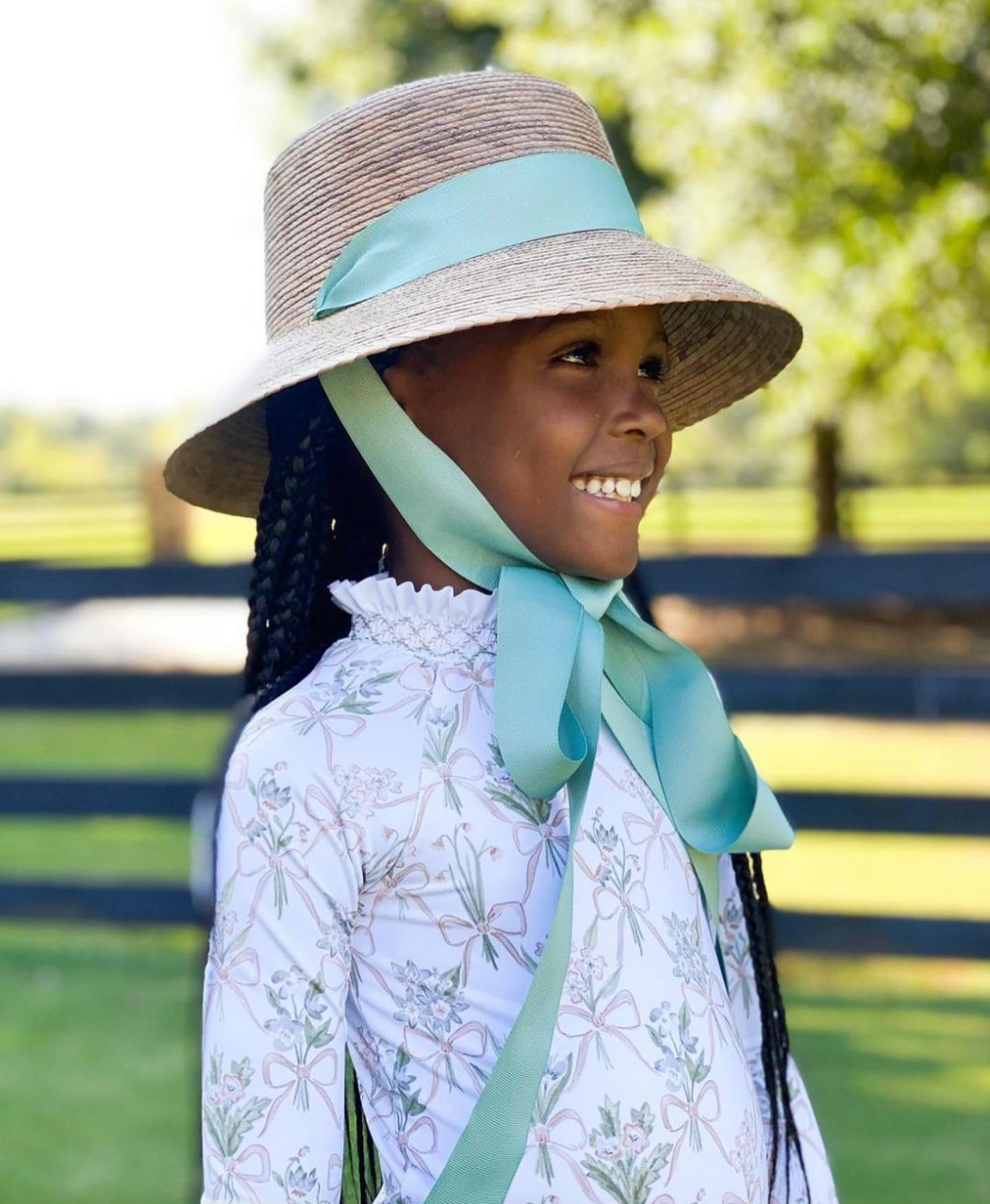 Palmetto Girl’s Hat - Thin & Long Navy Grosgrain