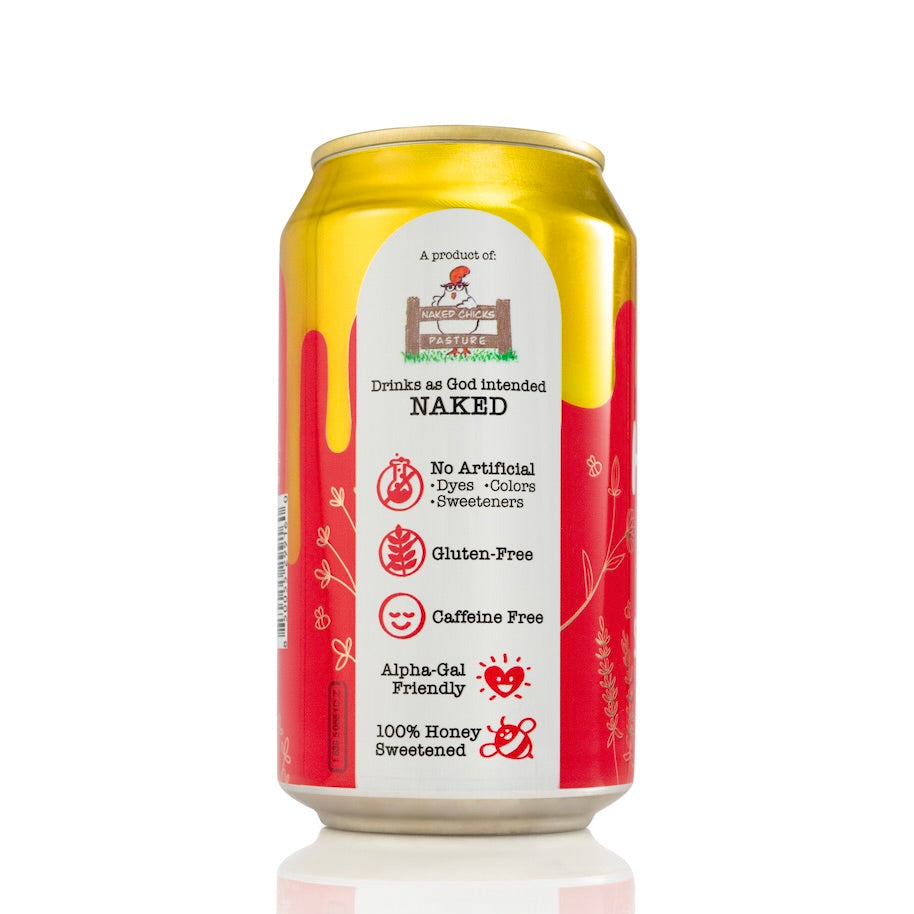 Caisse de soda pétillant à la fraise et au miel