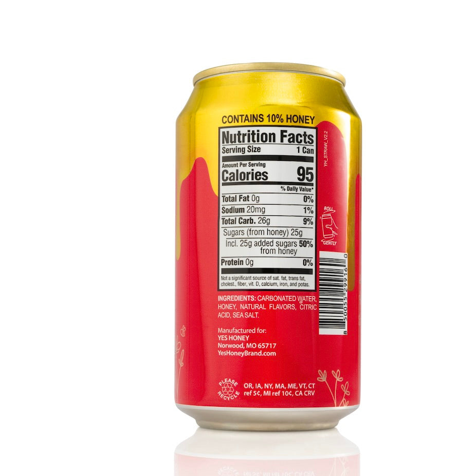 Caisse de soda pétillant à la fraise et au miel
