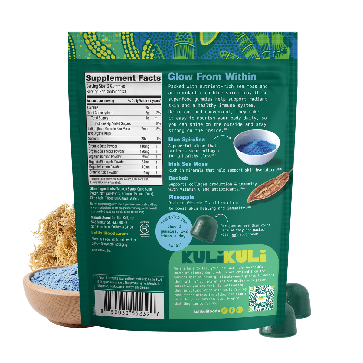 Sea Moss & Blue Spirulina Gummies for Glow & Immunity