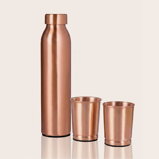 Ensemble de boissons ayurvédiques - Bouteille et tasses en cuivre (sans soudure)