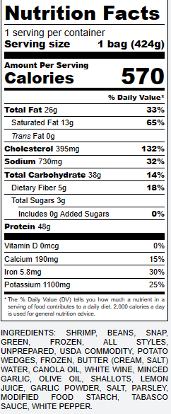 Kit repas individuel de crevettes – ARTICLE SUPPLÉMENTAIRE
