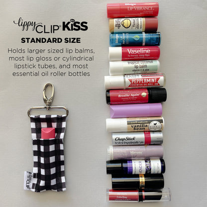 Buffalo Plaid LippyClip KISS for larger lip balms, essential oil rollers, etc.
