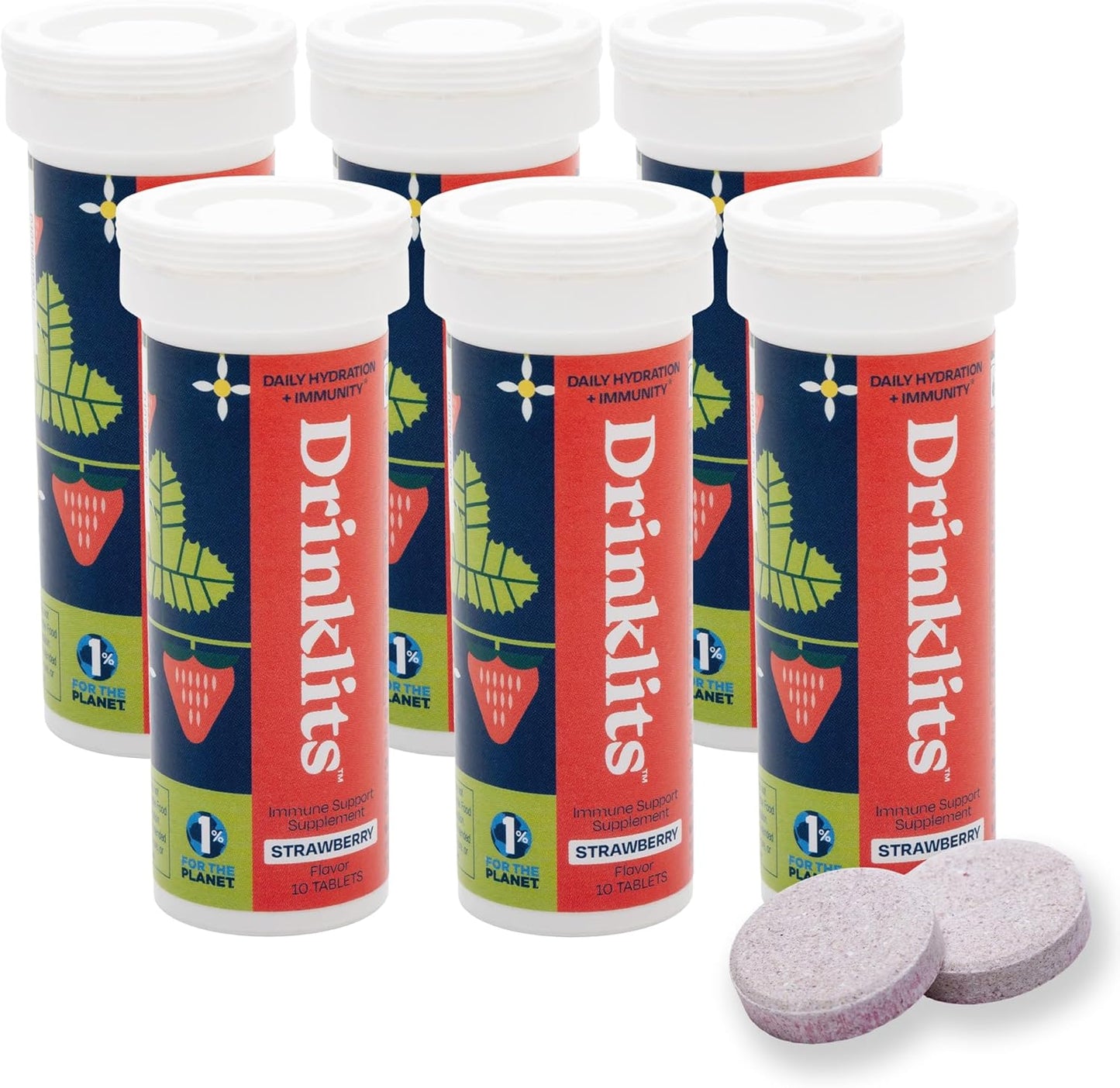 Strawberry Best Immune Support Tablets - 6 Tubes | 60 Servings