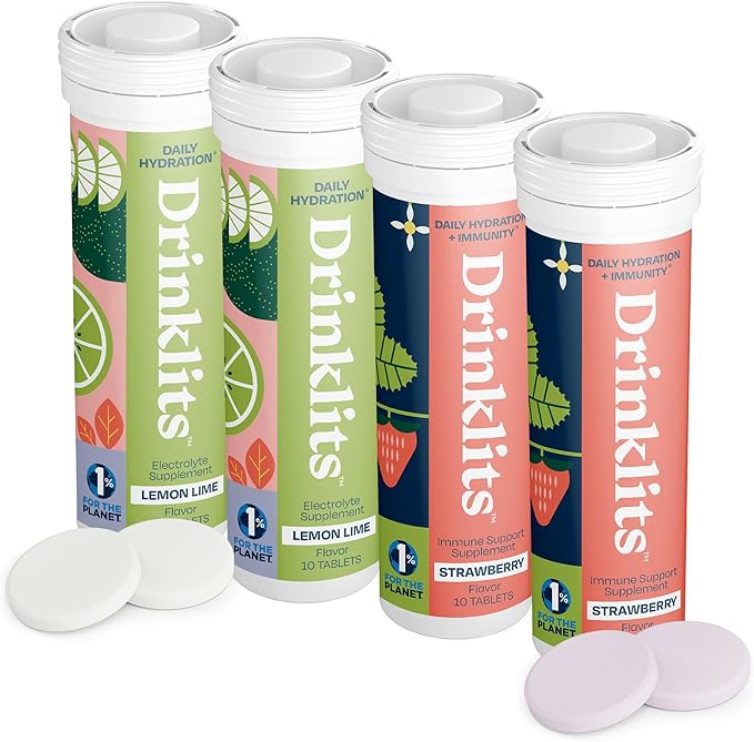 Lemon-Lime & Strawberry Flavored Hydration Tablets - 4 Tubes | 40 Servings