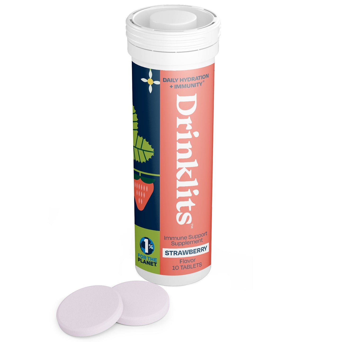 STRAWBERRY Immunity Tablets for Daily Immune Support (8 Tubes, 80 Servings)