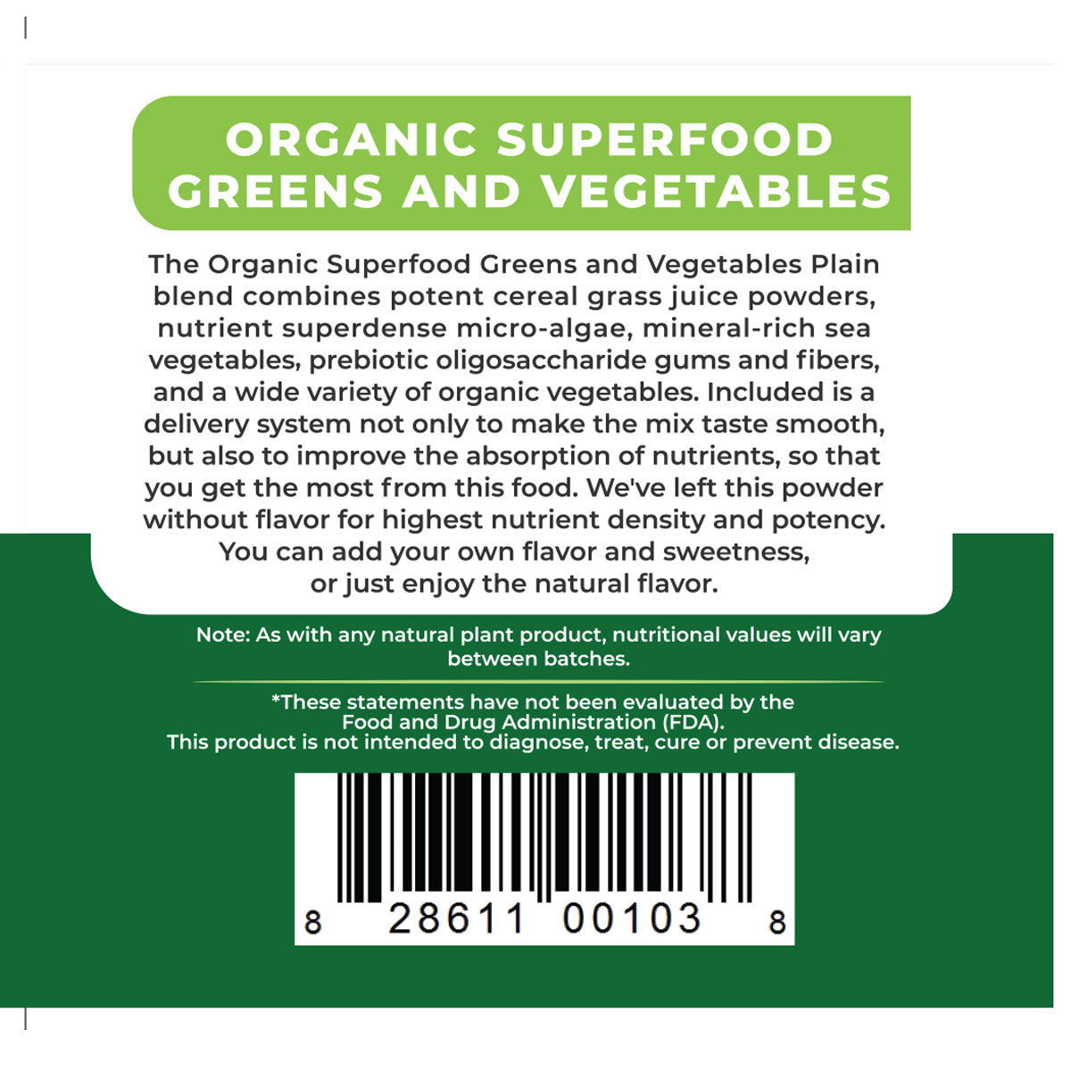 Advanced Superfood, Greens and Vegetable (Plain)