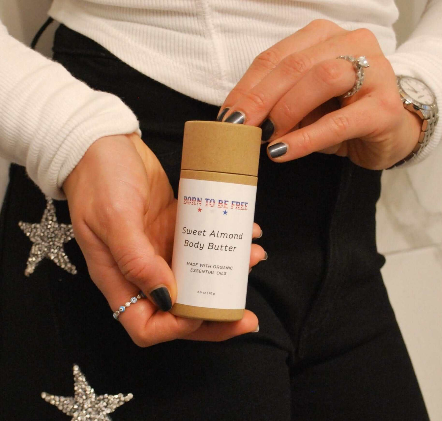 Barra de mantequilla corporal de almendras dulces