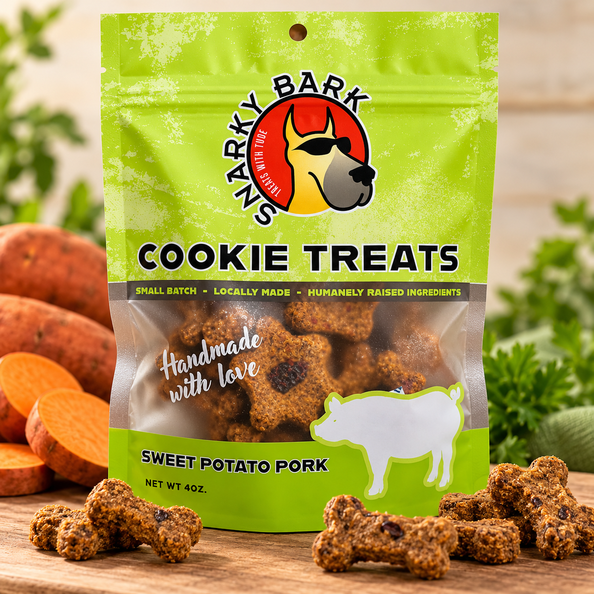 Galletas de cerdo y boniato de Snarky Bark