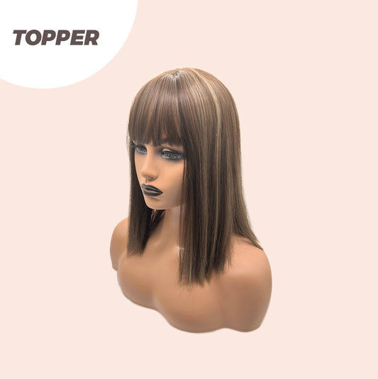 JBEXTENSION Clip in Topper Hair Piece Hair with Bangs for Women Clip in Top Crown Hair Clip on Toupee Hairpiece for Slight Hair Loss/Thinning Hair 14 Inch