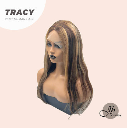 JBEXTENSION 18 Inches Straight Dark Brown With Highlight TRACY Women Wig REAL (GLUELESS)