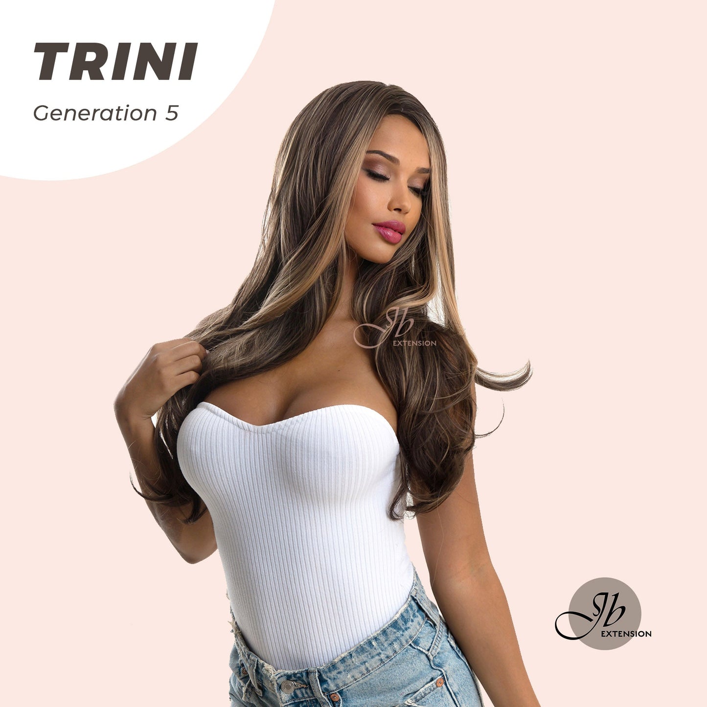 JBEXTENSION GENERATION FIVE 24 Inches Dark Brown With Highlight Women Wig TRINI G5
