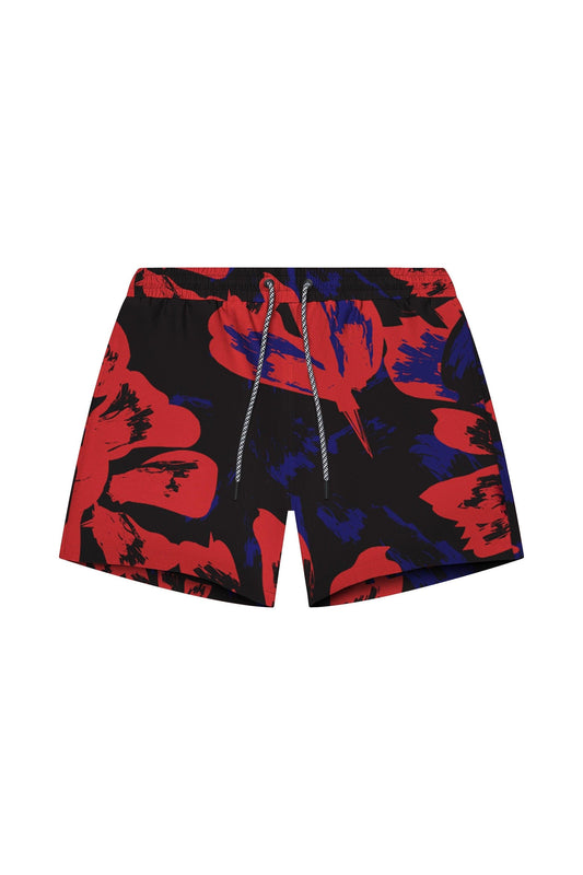 Tulum Volley Swim Trunk Red Vintage Floral