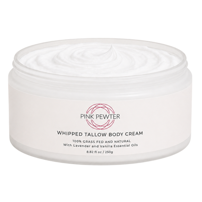 Grass-Fed Tallow Body Cream with Lavender & Vanilla – Deep Moisturizer for Dry Skin, 8.82 oz (250 g)