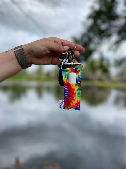 Tie Dye LippyClip KISS for larger lip balms, essential oil rollers, etc.