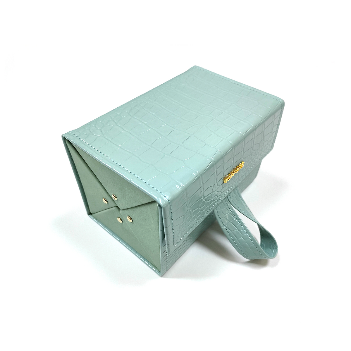 Turquoise Faux Croco Travel Case