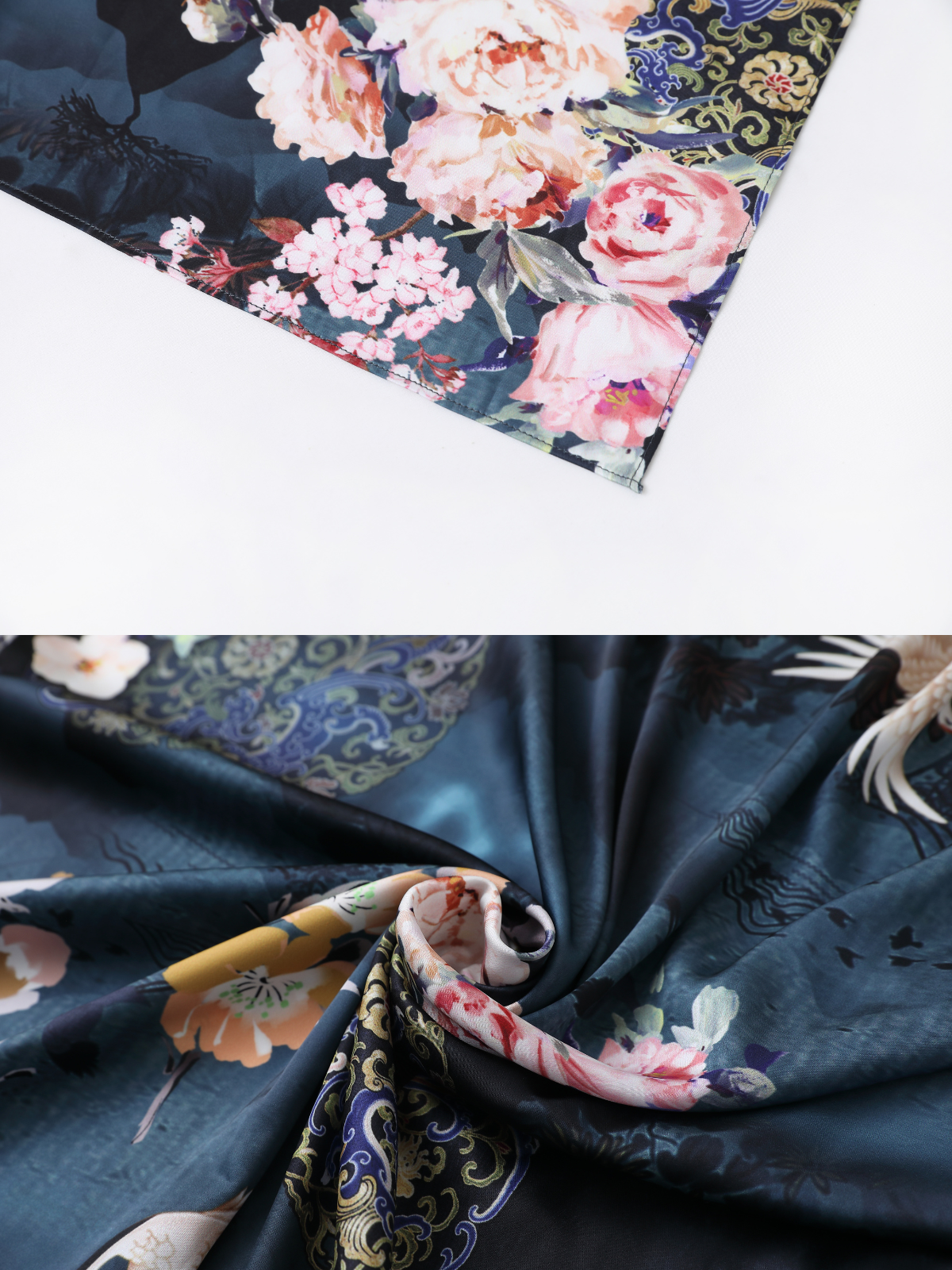 Short Kimono Robe Crane
