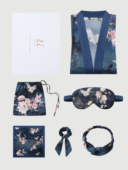 Short Kimono Robe Crane