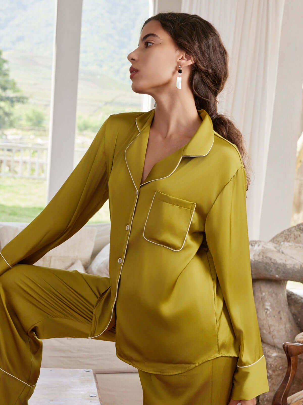 Luxury Lapel Pajama Set 3Pcs