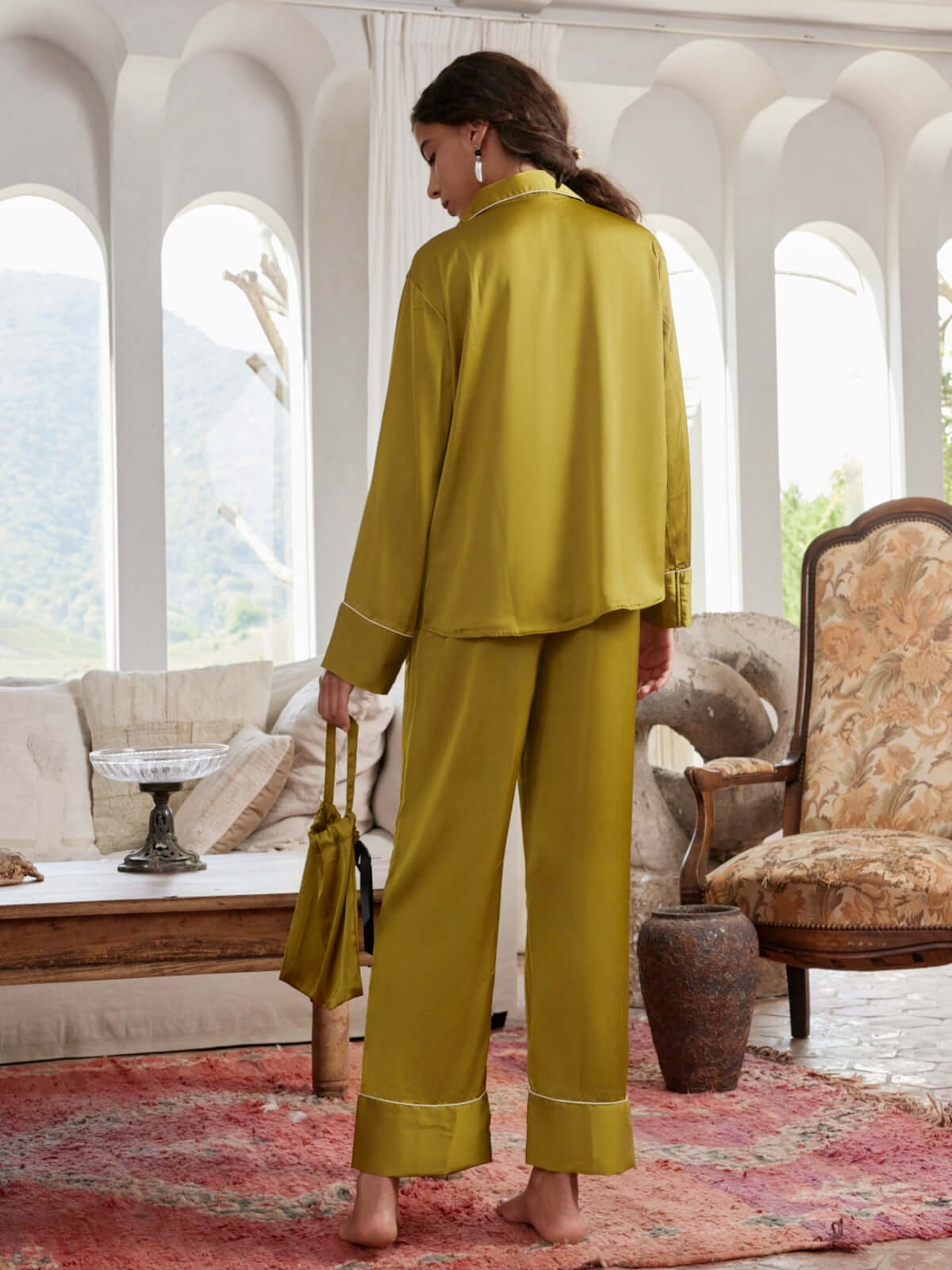 Luxury Lapel Pajama Set 3Pcs