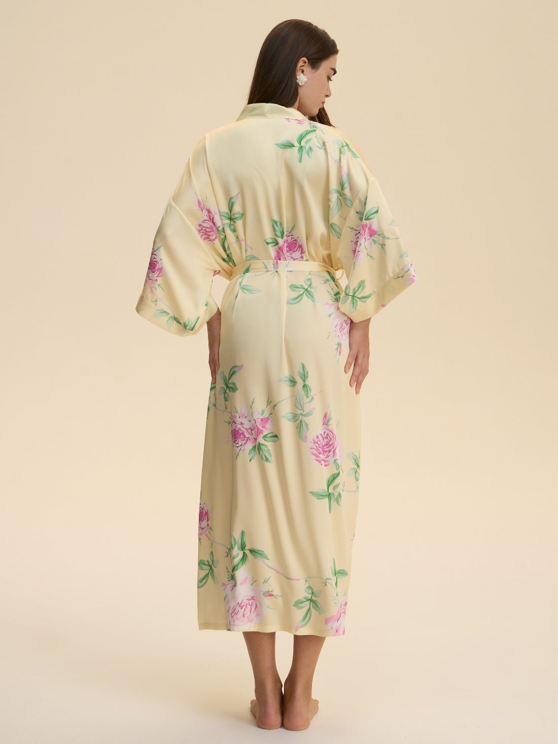 Soft Yellow Blossom Kimono Robe