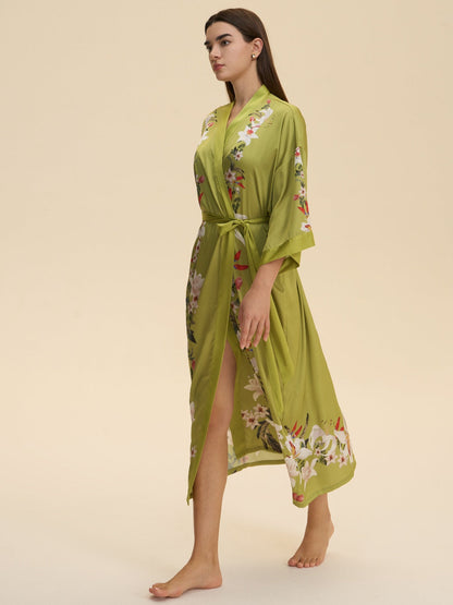 Green Lily Blossom Kimono Robe
