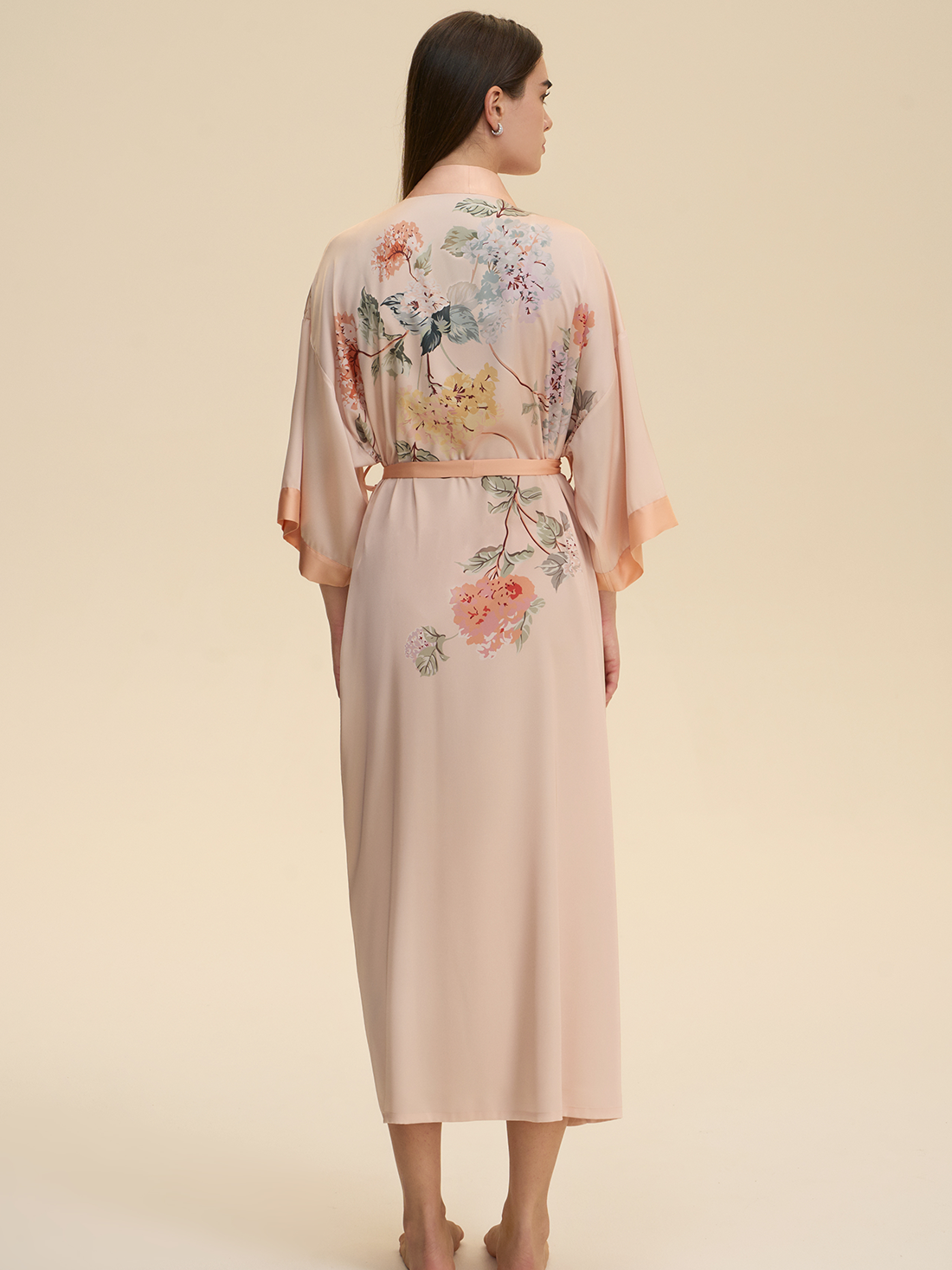 Soft Orange Garden Kimono Robe