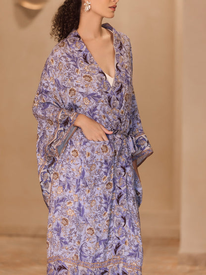 Vine Blossom Cotton Kimono Robe