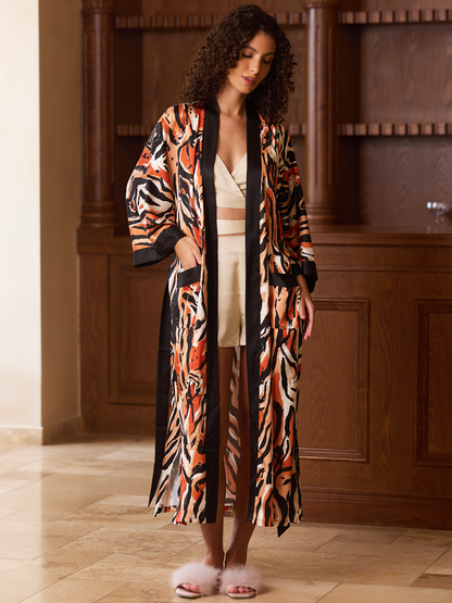 Abstract Zebra Print Kimono Robe