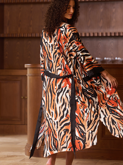 Abstract Zebra Print Kimono Robe