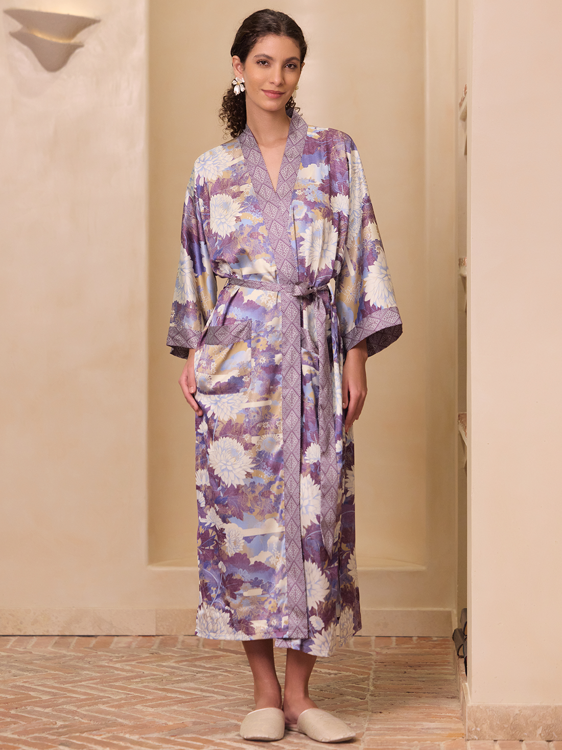 Purple Blossom Mountain Kimono Robe