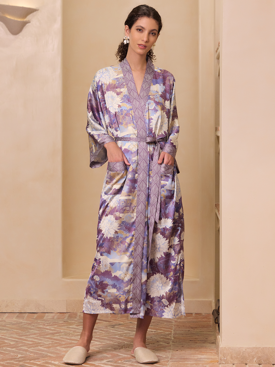 Purple Blossom Mountain Kimono Robe