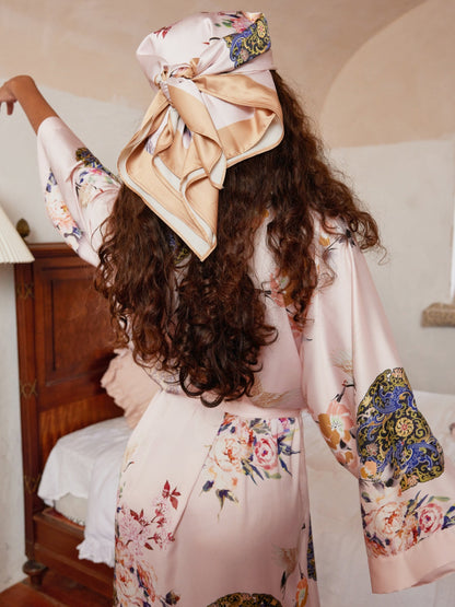 Garden Crane Blush Kimono Robe