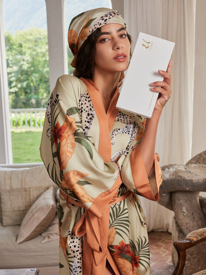 Kimono corto de leopardo naranja