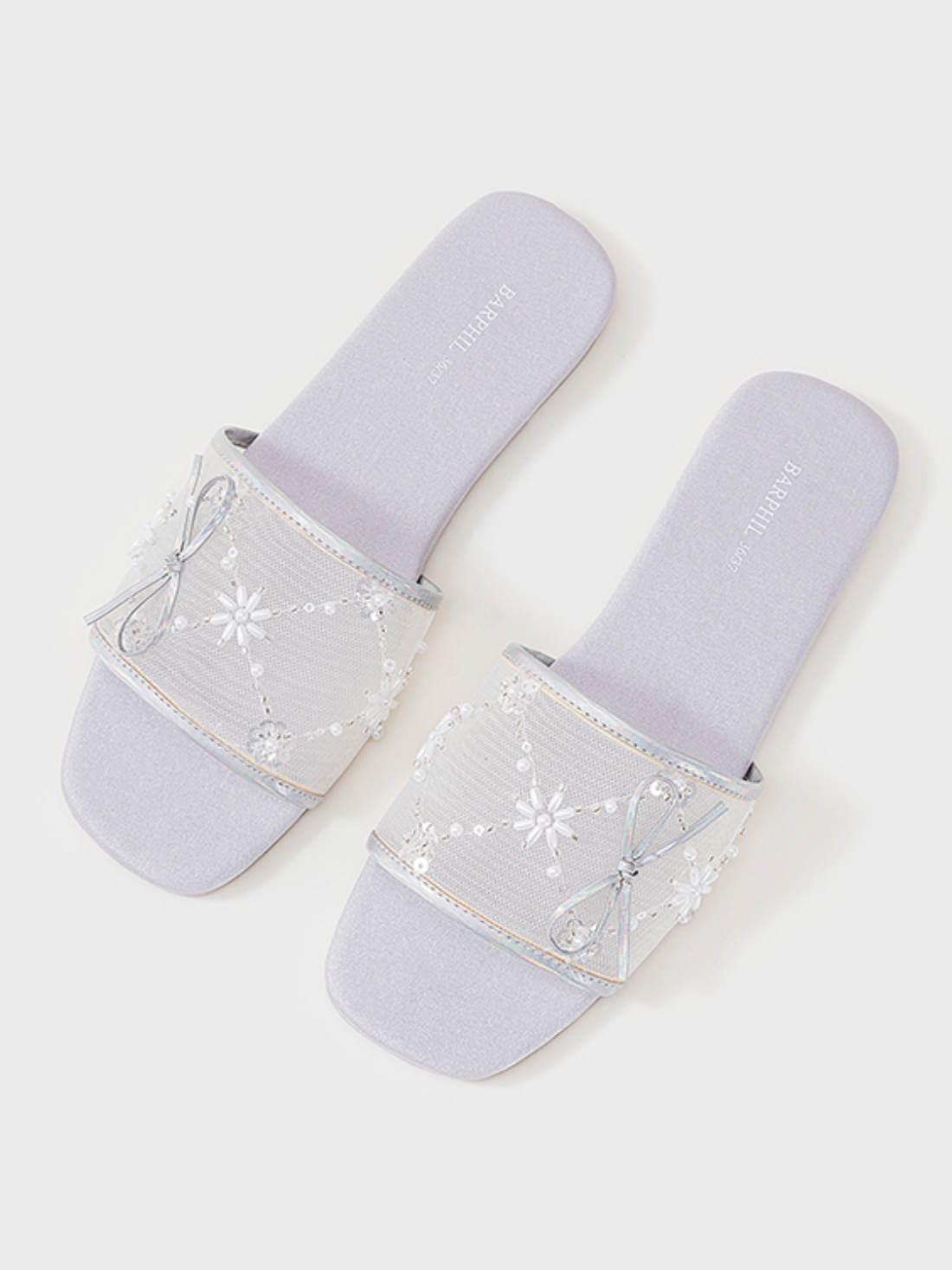 Embroidered Satin Bow House Slippers
