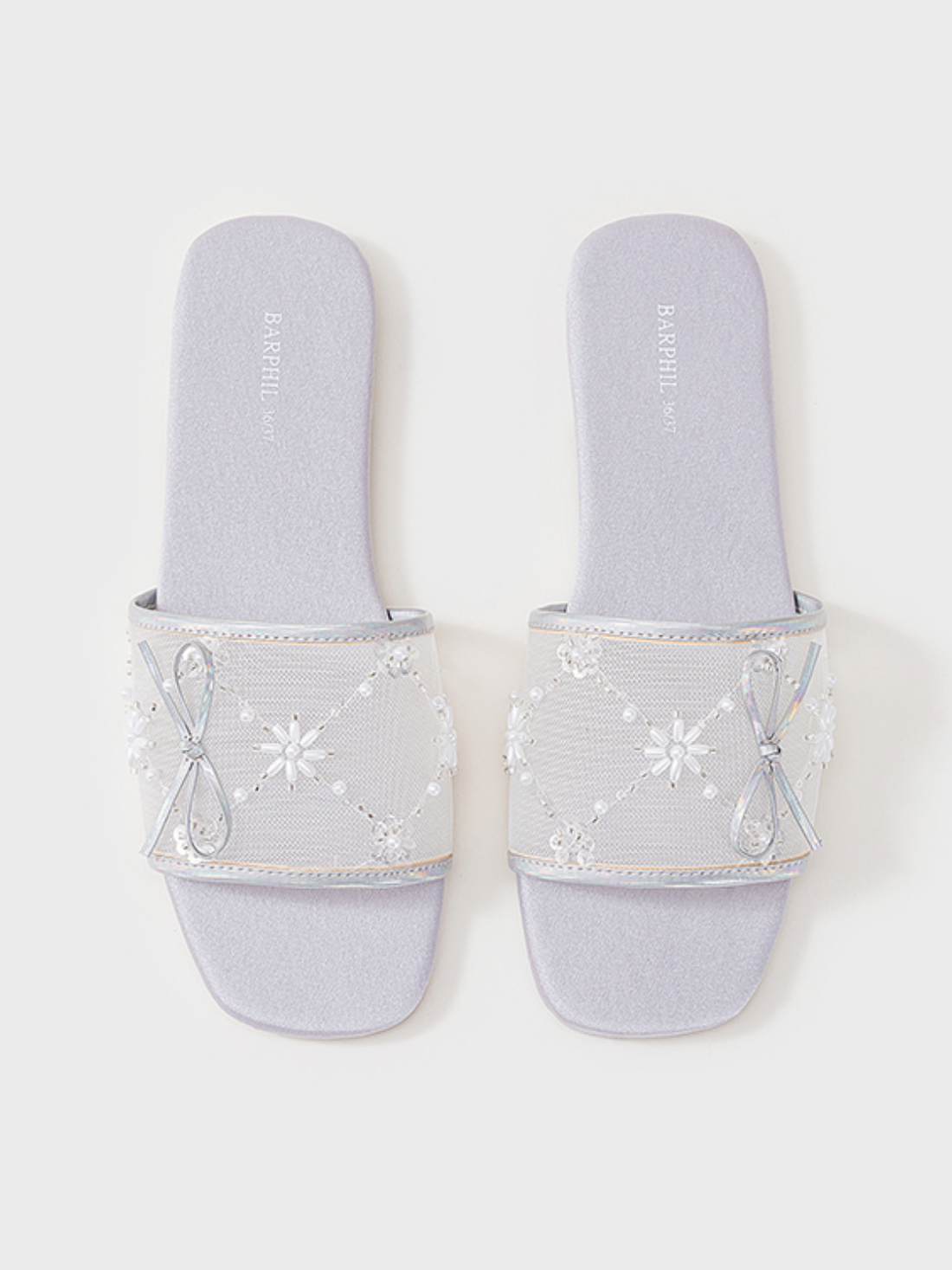 Embroidered Satin Bow House Slippers