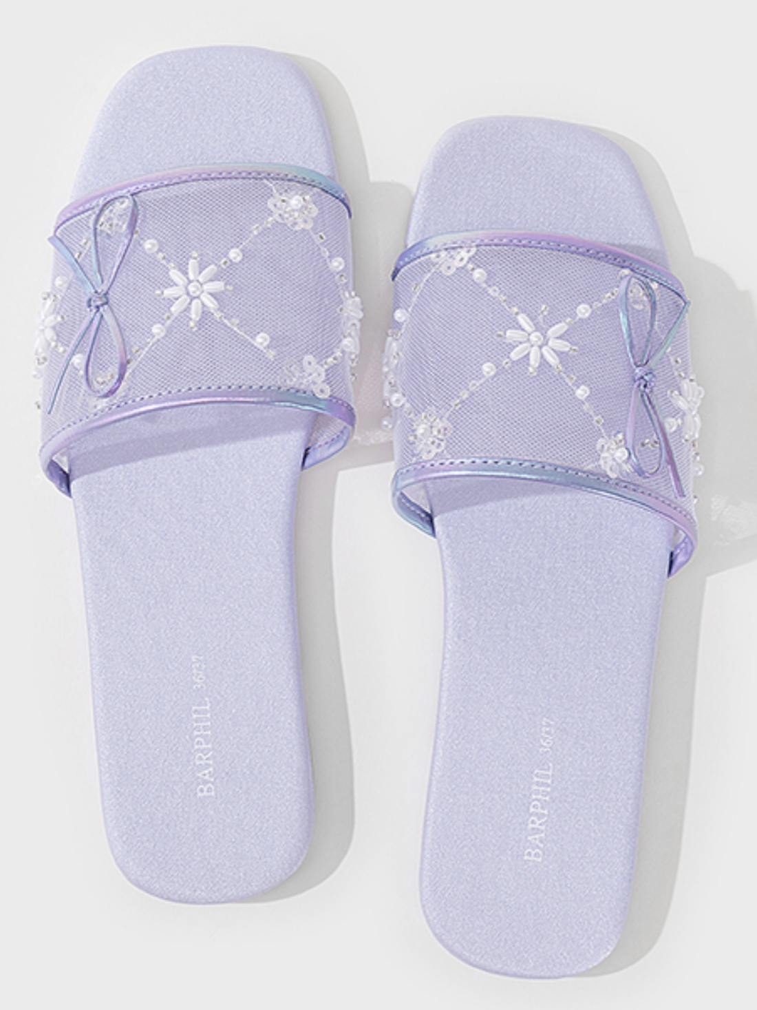 Embroidered Satin Bow House Slippers