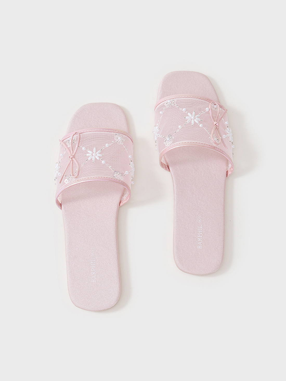 Embroidered Satin Bow House Slippers