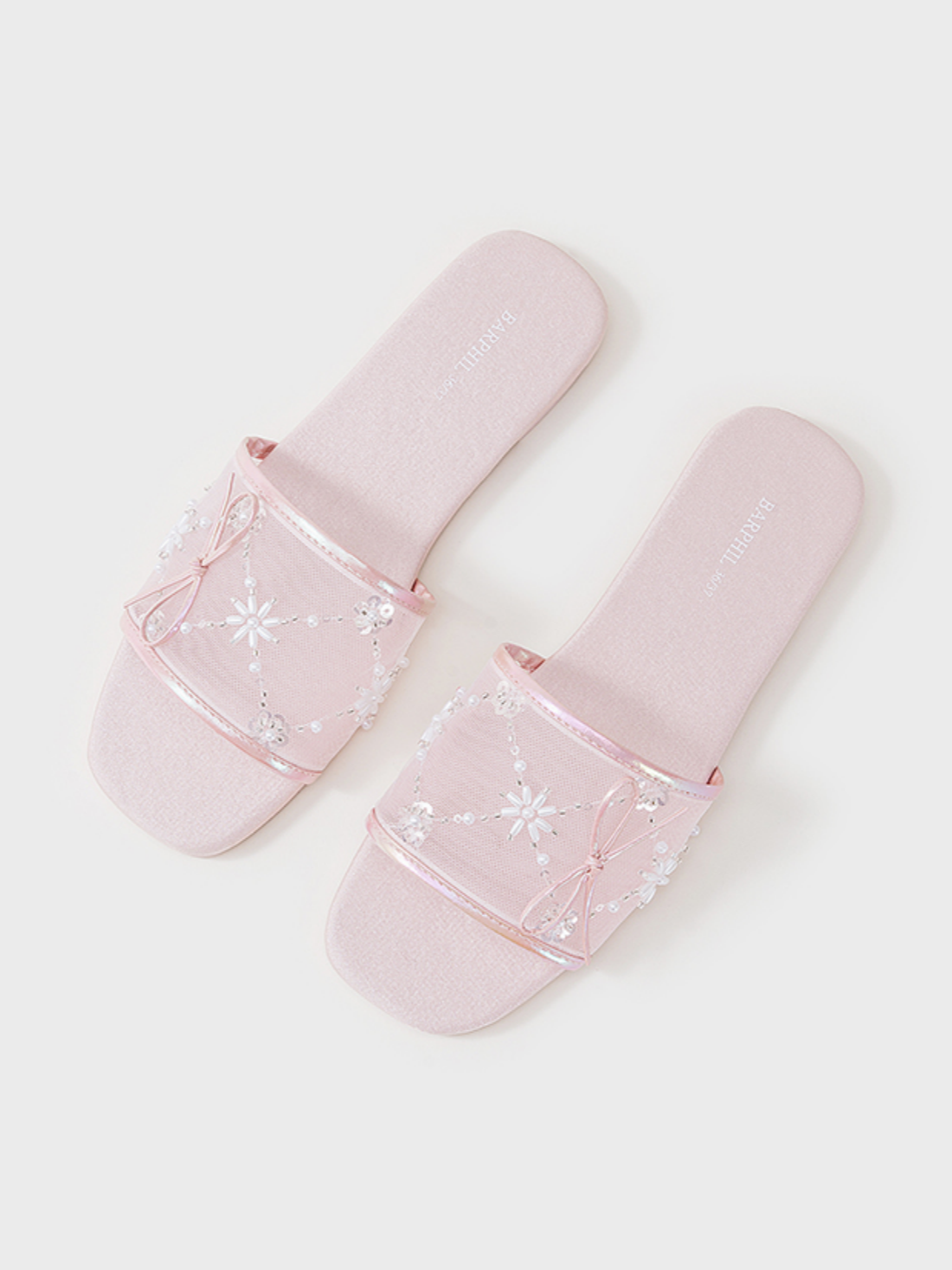 Embroidered Satin Bow House Slippers