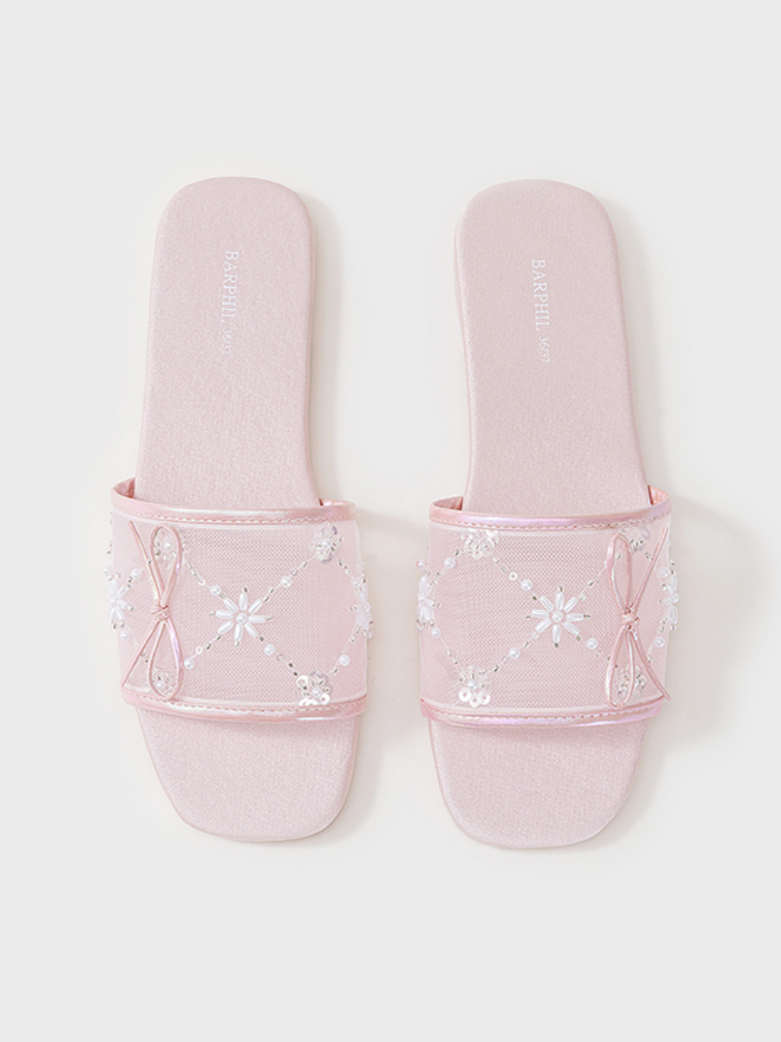 Embroidered Satin Bow House Slippers