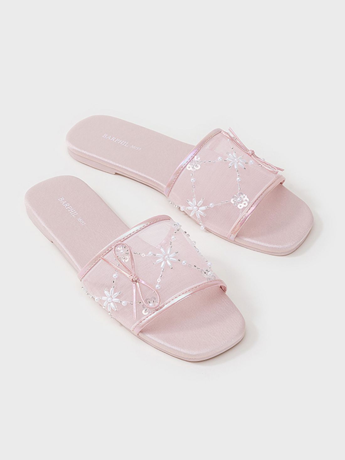 Embroidered Satin Bow House Slippers