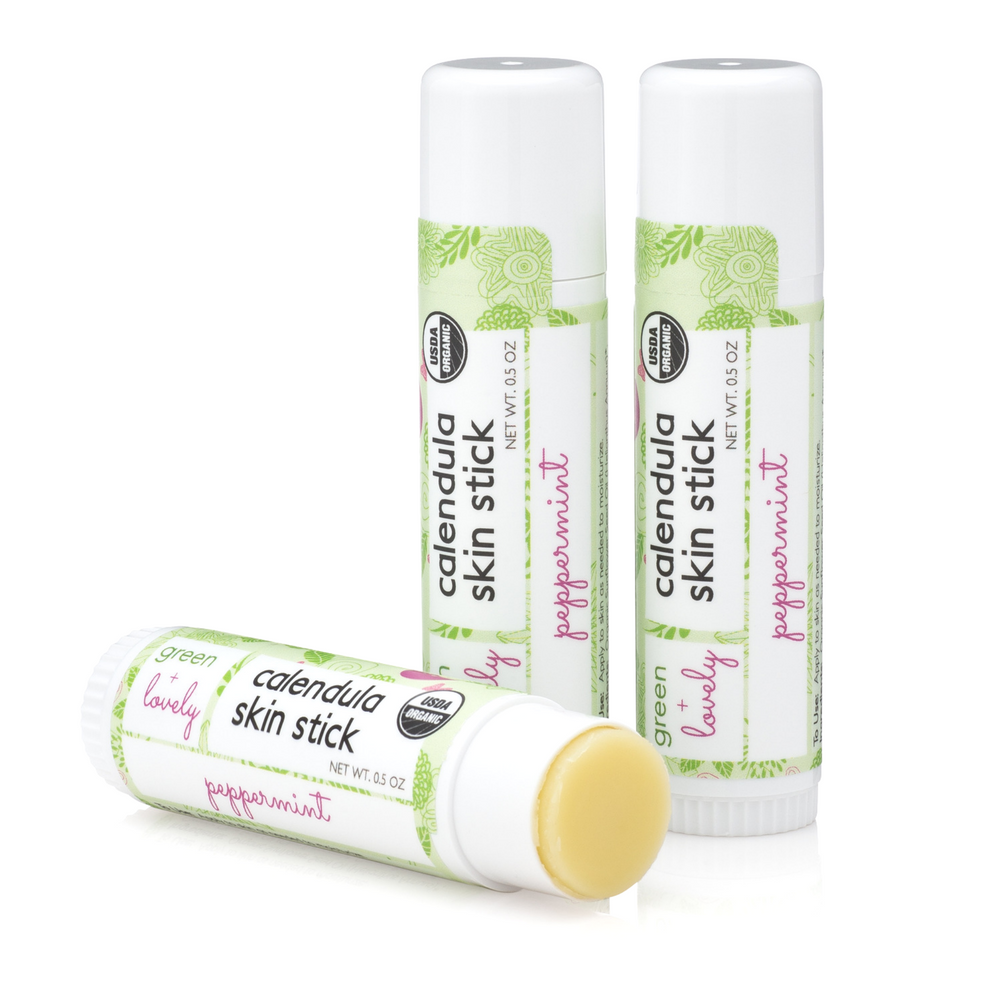 Peppermint Calendula Skin Stick - Organic Lotion Moisture Stick - Travel Size