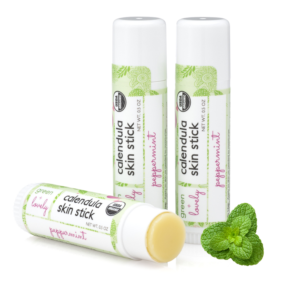Peppermint Calendula Skin Stick - Organic Lotion Moisture Stick - Travel Size
