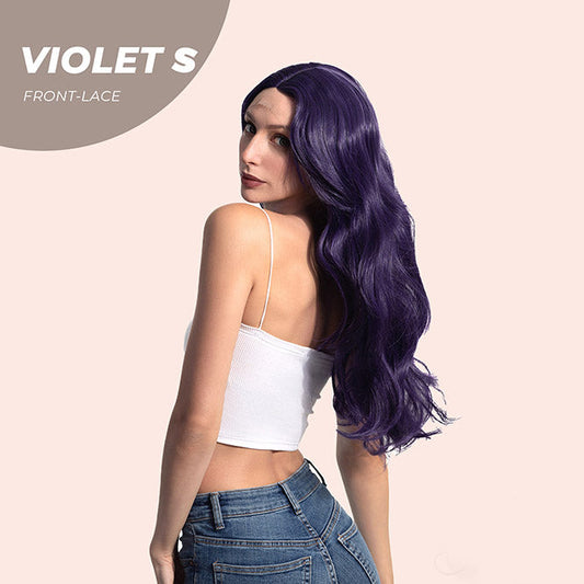 JBEXTENSION 26 Inches Dark Purple Color Long Curly Frontlace Glueless Wig VIOLET S