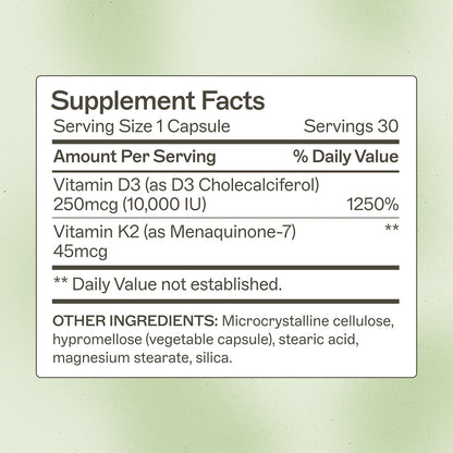 Vitamin D3/K2 10,000 IU Capsules