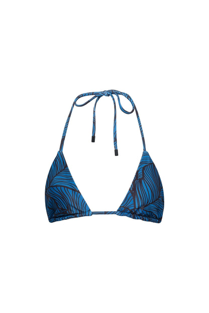 Waikiki Triangle String Bikini Top Blue Leaf