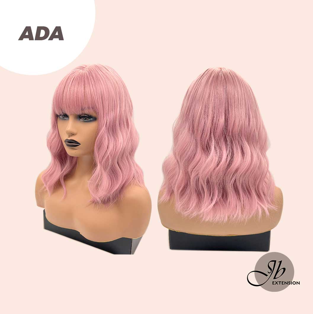 JBEXTENSION 14 Inches Pink Body Wave Wig With Bangs ADA